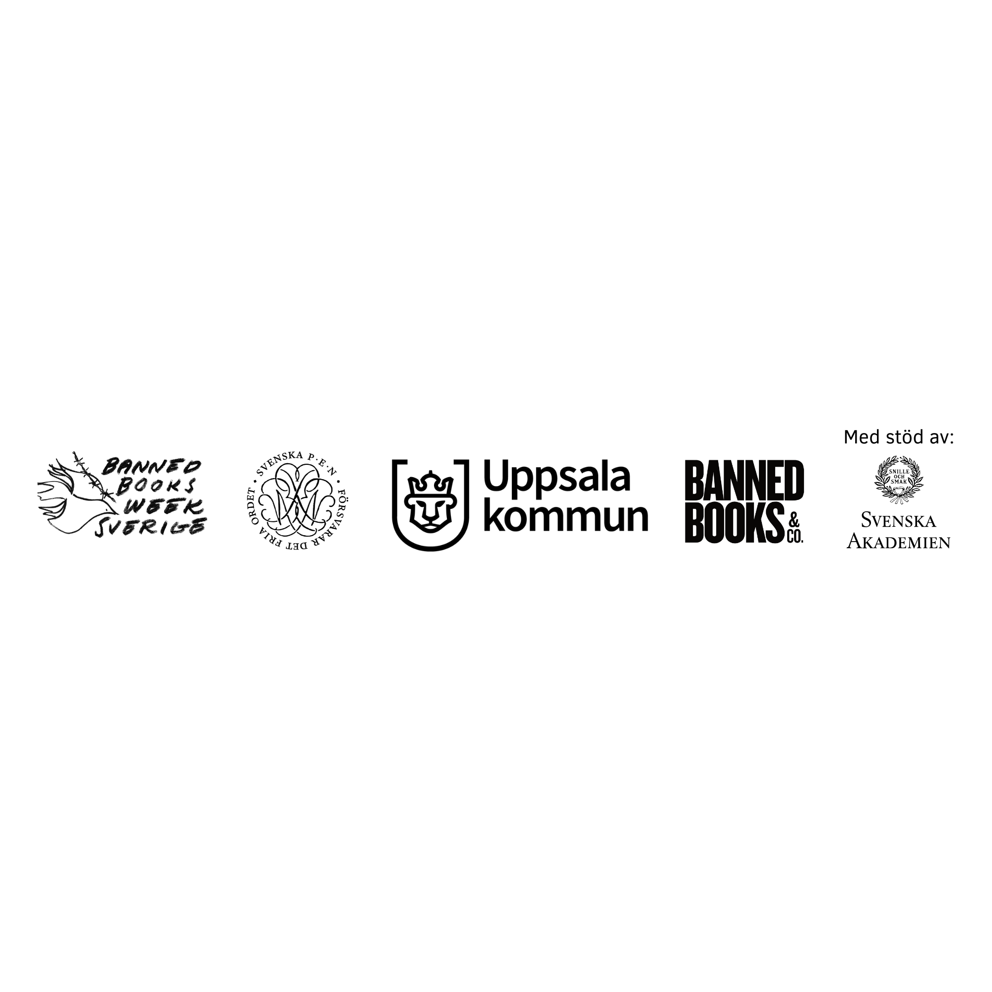 Banned Books Week Sverige, Svenska PEN, Uppsala kommun, Banned Books & Co. Med stöd av Svenska Akademien.